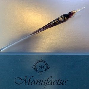 Traditional Glass Writing Stylus with 3 small bottles of Ink - Italian Made